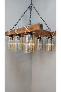 Woodhub Tekli Sarı Ledli Modern Alüminyum Salon-Oturma Odası Avize