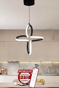 Pera 3'lü Siyah Ledli Modern Alüminyum Salon-Oturma Odası Avize