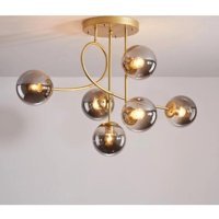 Fer Avize 6'lı Beyaz Sarkıt Modern Cam Salon-Oturma Odası Avize