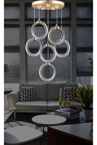 Lucea Bena Tekli Kahverengi Sarkıt Modern Çelik Salon-Oturma Odası Avize
