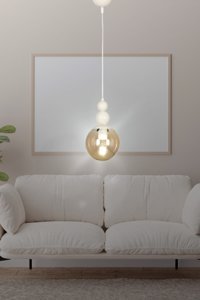 Şenay Aydınlatma Tekli Beyaz Sarkıt Modern Krom Salon-Oturma Odası Avize