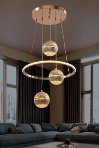 Rattam Tekli Çok Renkli Modern Bambu Salon Avize
