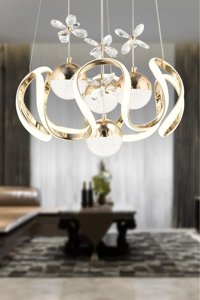 Fer Avize Sardunya 3'lü Siyah Sarkıt Modern Metal Salon-Oturma Odası Avize