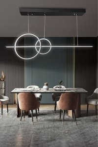 Ladco Aydınlatma A-513-5 Tekli Siyah Ledli Modern Alüminyum Salon-Oturma Odası Avize
