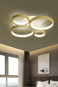 Abajur Evim Kiev Tekli Altın Metal Modern Alüminyum Salon-Oturma Odası Avize