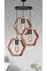 Ehfm Tiçaret 4'lü Kahverengi Sarkıt Modern Ahşap Salon-Oturma Odası Avize