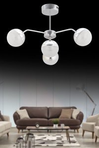 Lumenistanbul Dalya 3'lü Beyaz Sarkıt Modern Plastik Salon-Oturma Odası Avize