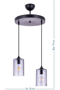 Ömür Avize 5'li Altın Cam Modern Cam Salon-Oturma Odası Avize