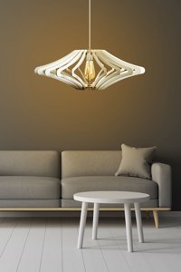 Ferisa Home Tekli Beyaz Kristal Taşlı Modern Ahşap Salon-Oturma Odası Avize