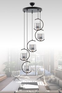 Eslight Tekli Gri Pasta Modern Hasır Salon-Oturma Odası Avize