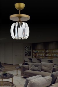 Hmydesign Tekli Yeşil Ahşap Modern Ahşap Salon-Oturma Odası Avize