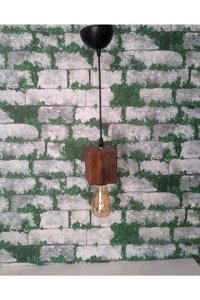 Woodhub Tekli Bej Silindir Modern Kumaş Salon-Oturma Odası Avize