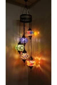 Retro Home Design 3'lü Kahverengi Retro Hasır Salon-Oturma Odası Avize