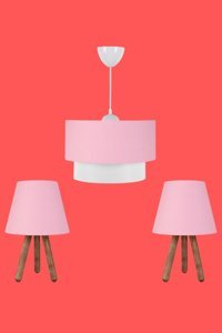 Art&Gift 2'li Kahverengi Modern Kumaş Salon-Oturma Odası Avize
