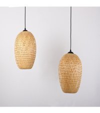 Özcan Aydınlatma 4461-13-25 Round Tekli Beyaz Hasır Rustik Bambu Salon-Oturma Odası Avize