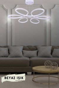 Özcan Aydınlatma 2830-1A-01 Tekli Beyaz Ledli Modern Cam Salon-Oturma Odası Avize