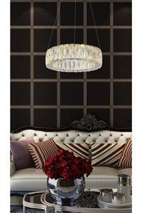 Abajur Evim Tekli Gümüş Kristal Taşlı Modern Alüminyum Avize