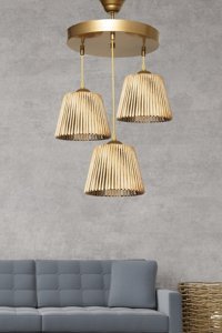 Hakici Tekli Haki Modern Hasır Salon-Oturma Odası Avize
