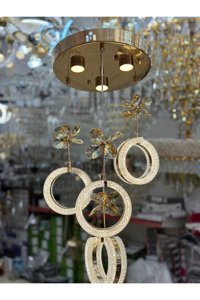 Asli Aydınlatma 4'lü Gümüş Küre Modern Plastik Salon-Oturma Odası Avize