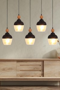 Simaavize Ceiling 2'li Siyah Cam Modern Metal Salon-Mutfak Avize