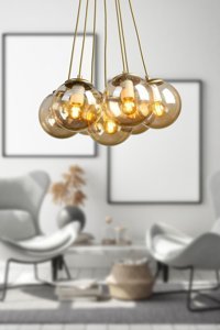 Begüsa Delf 3'lü Gri Cam Modern Metal Salon-Oturma Odası Avize