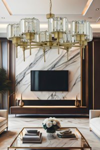 Apliqa Sabrina Tekli Beyaz Sarkıt Modern Metal Salon-Oturma Odası Avize