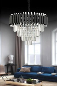 Luna Lighting 4461-17-01 Tekli Beyaz Hasır Rustik Bambu Salon-Oturma Odası Avize