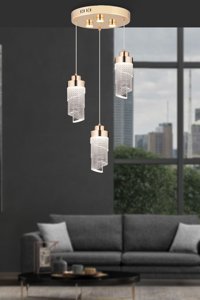 Evlight Zano 3'lü Kahverengi Sarkıt Modern Plastik Salon-Oturma Odası Avize