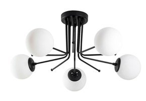 Fer Avize 3'lü Beyaz Şapkalı Modern Cam Salon-Oturma Odası Avize
