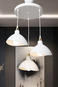 Eray Aydınlatma 3'lü Siyah Ledli Modern Metal Salon-Oturma Odası Avize