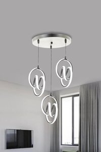 Özpolataydınlatma Zerda 3'lü Beyaz Kristal Taşlı Modern Metal Salon-Oturma Odası Avize