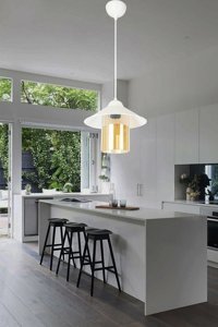 Woodhub Tekli Bej Rattan Rustik Bambu Salon-Oturma Odası Avize