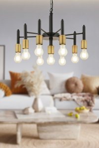 Apliqa Sara 5'li Siyah Sarkıt Modern Metal Salon-Oturma Odası Avize