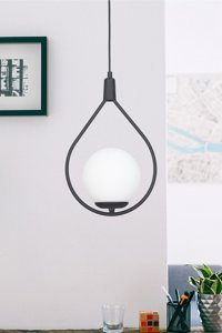 Fer Avize 3'lü Siyah Metal Klasik Cam Salon-Oturma Odası Avize