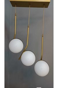 Woodhub Tekli Ekru Hasır Modern Bambu Antre-Hol Avize