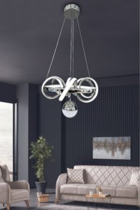 Ladco Aydınlatma A-4813-3A 3'lü Siyah Ledli Modern Alüminyum Salon-Oturma Odası Avize