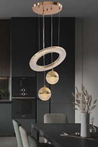 Rattam Infinity Tekli Kahverengi Sarkıt Modern Bambu Salon-Oturma Odası Avize