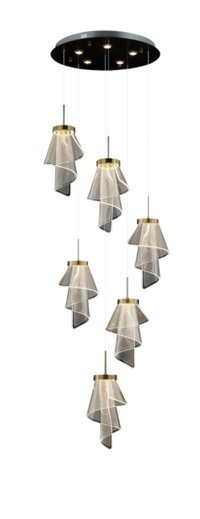 Voxlamp Lighting Solutions Drumring 2'li Altın Sarkıt Modern Alüminyum Salon-Oturma Odası Avize