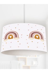 Evlight Tekli Kahverengi Kumaş Modern Kumaş Salon-Oturma Odası Avize
