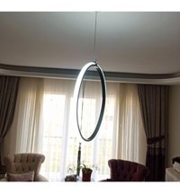 Paris Parissimo Tekli Beyaz Hasır Modern Metal Salon-Oturma Odası Avize