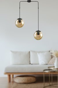 Fer Avize Çello 4'lü Turuncu Cam Modern Cam Salon-Oturma Odası Avize