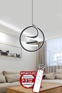 Pera 3'lü Siyah Halka Modern Alüminyum Salon-Oturma Odası Avize