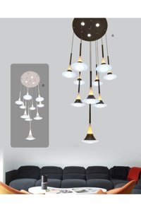 Retro Home Design 2'li Gri Cam Modern Plastik Salon-Oturma Odası Avize