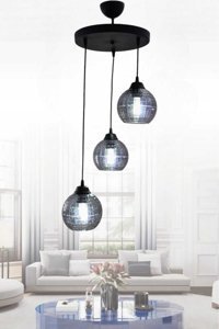 Bi-Ka 3'lü Beyaz Vantilatörlü Modern Lazer Kesim Salon-Oturma Odası Avize
