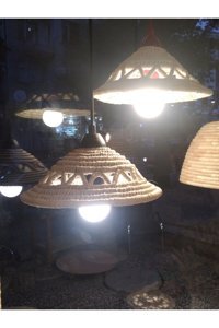 Retro Home Design Tekli Siyah Hazeran Retro Hasır Salon-Oturma Odası Avize