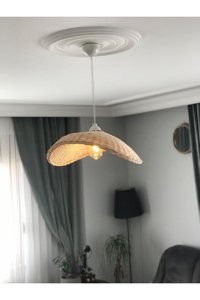 Gloria Amira Tekli Beyaz Sarkıt Kumaş Salon-Oturma Odası Avize