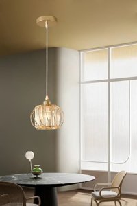 Hilalsan 7767G 2'li Altın Cam Modern Alüminyum Salon-Oturma Odası Avize