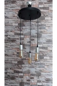 Woodhub Tekli Ekru Makrome Modern Krom Antre-Hol Avize