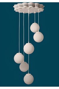Avize Çarşısı 5'li Gri Ledli Otantik Metal Salon-Oturma Odası Avize