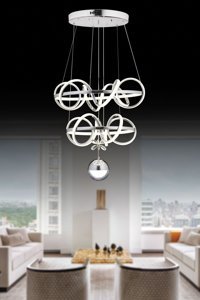 Navemu Kt9090100 Tekli Lacivert Sarkıt Modern Kumaş Salon-Oturma Odası Avize